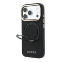 Apple iPhone 18 Pro Kılıf Guess Orjinal Lisanslı M-safe Şarj Özellikli 360 Derece Dönebilen Standlı PU Metal Yazı Logolu Kapak