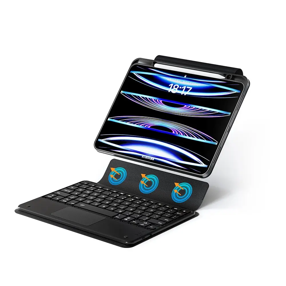 iPad Pro 11" (M4) Bluetooth Klavyeli Standlı Tablet Kılıfı - Zore Border