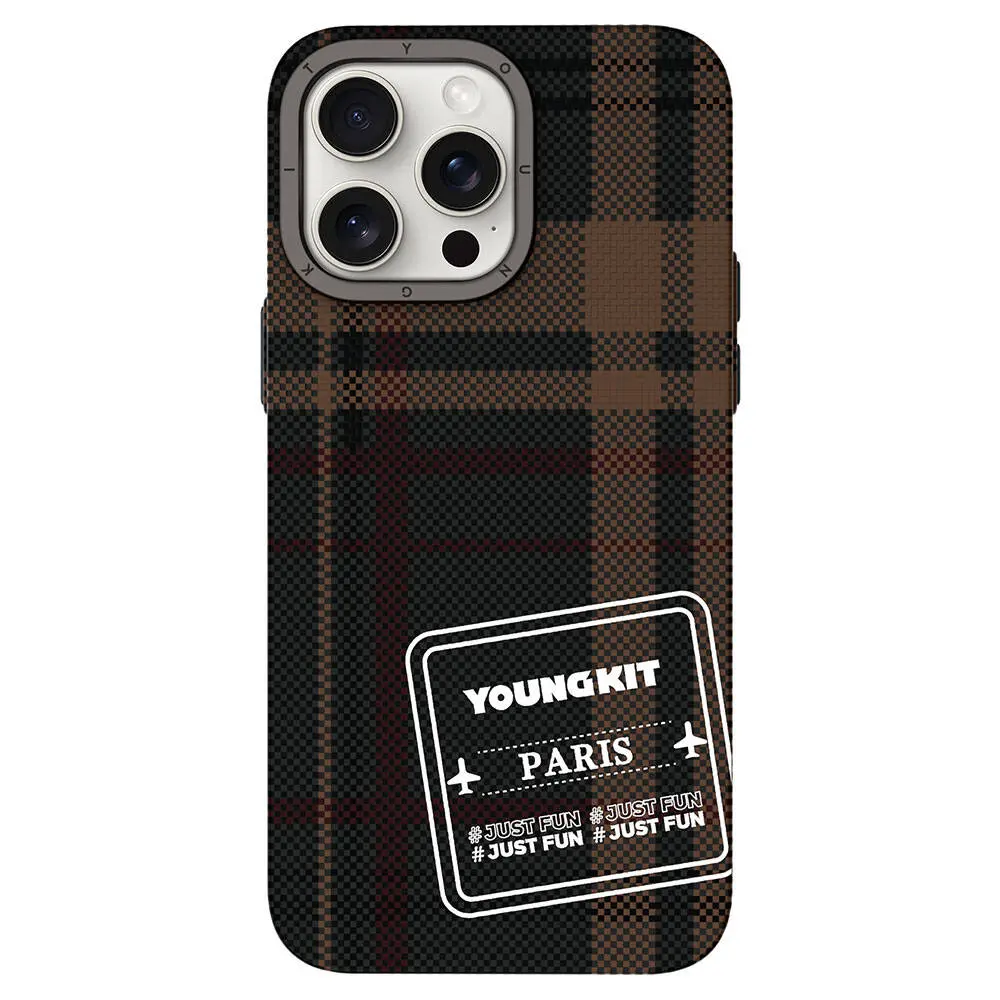iPhone 14 Pro Ekose Desenli Kılıf - Youngkit Gezhi Serisi