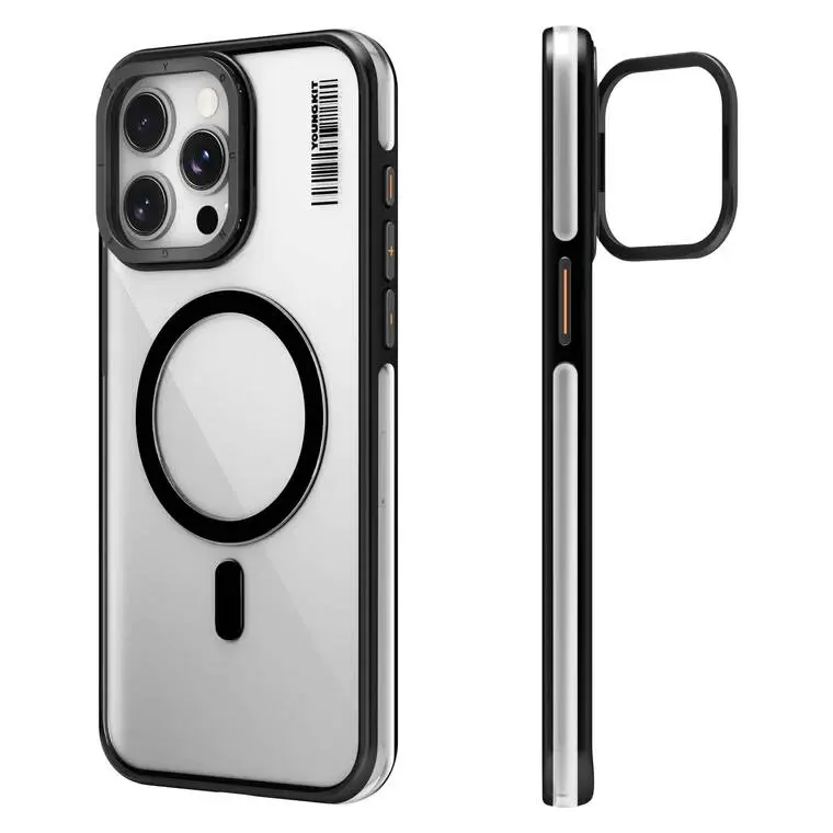 iPhone 14 Pro MagSafe Uyumlu Şeffaf Kılıf - Youngkit Crystal Grid