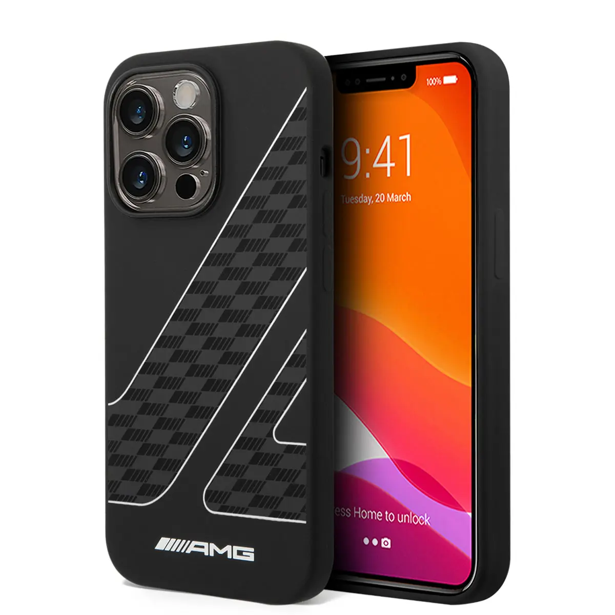 iPhone 14 Pro Max Liquid Silikon Damalı Bayrak Desenli Kılıf - AMG