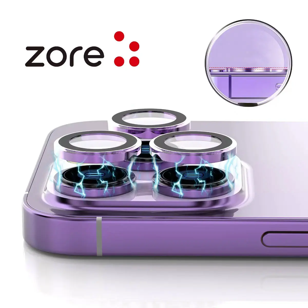 iPhone 14 Kamera Lens Koruyucu, Safir ve Parmak İzi Bırakmayan - Zore CL-12