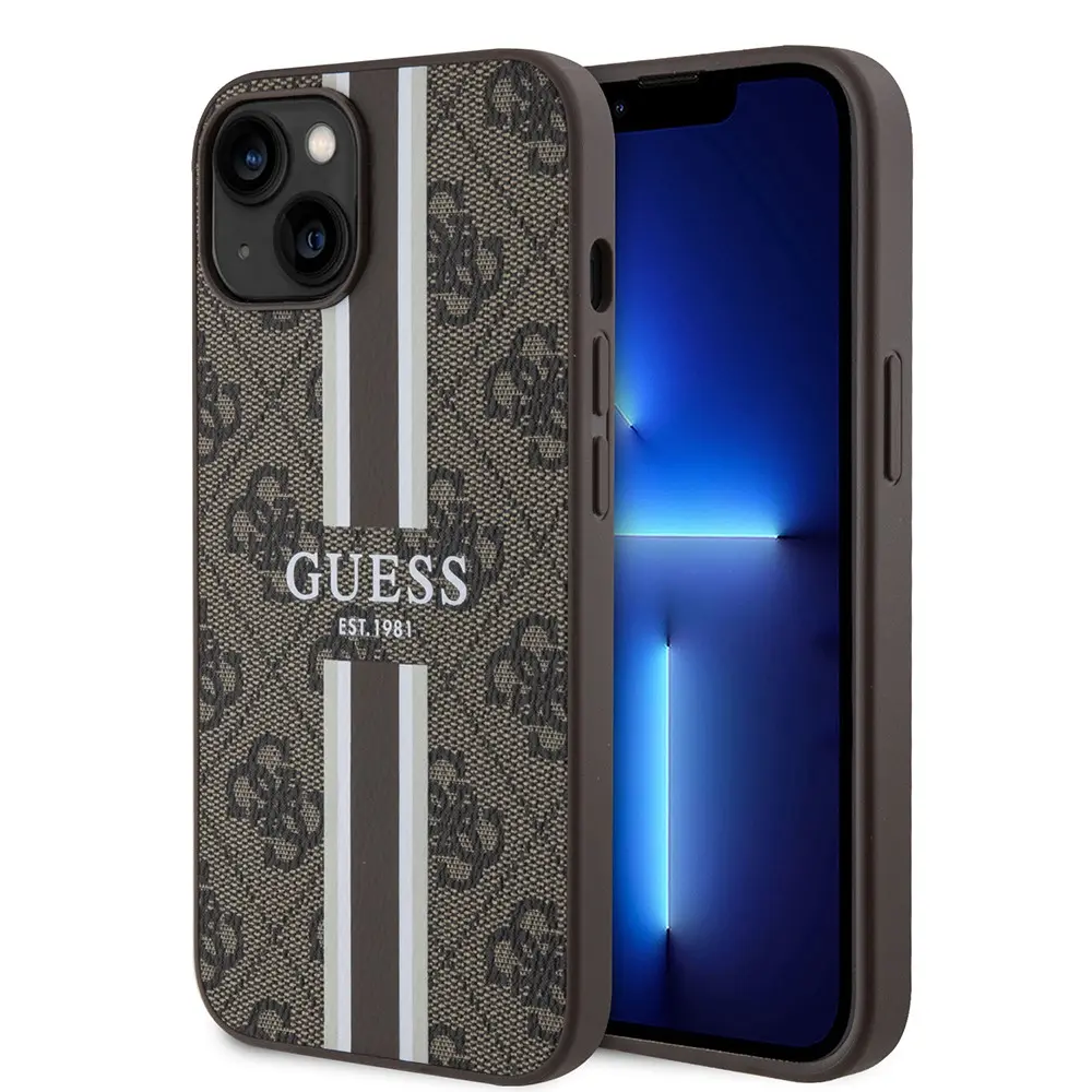 iPhone 15 MagSafe Uyumlu 4G Şerit Desenli Kılıf - Guess