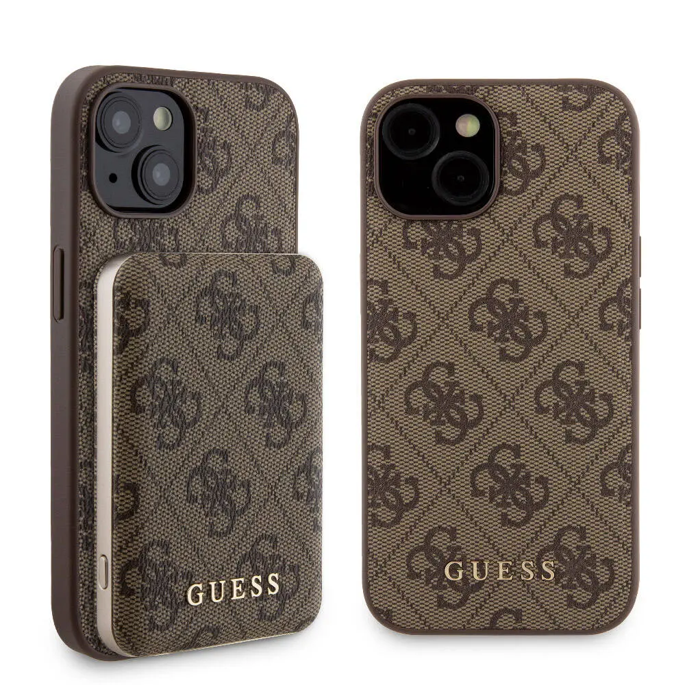 iPhone 15 MagSafe Uyumlu 4G Desenli Kılıf - Guess, Powerbank Hediyeli