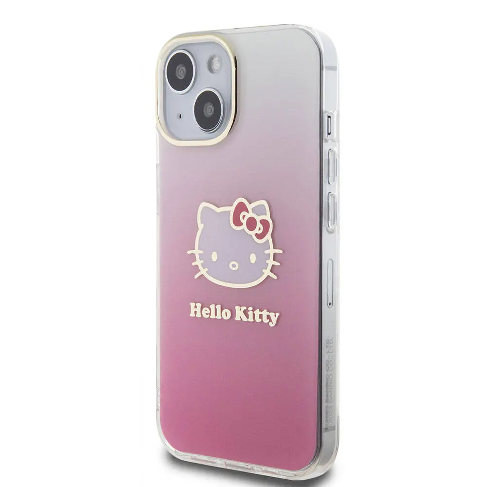 iPhone 15 Hello Kitty Lisanslı Elektroplating Gradyan Kılıf - Pembe