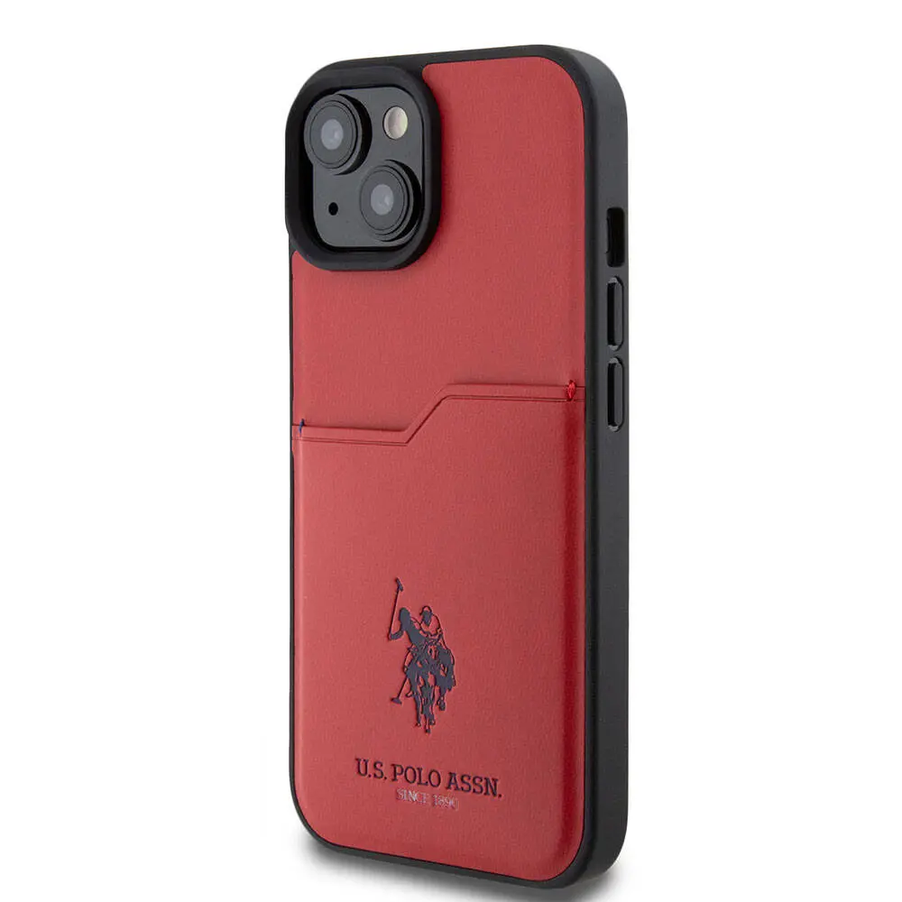 iPhone 15 Kartlıklı PU Kılıf - U.S. Polo Assn. Lisanslı Baskı Logolu