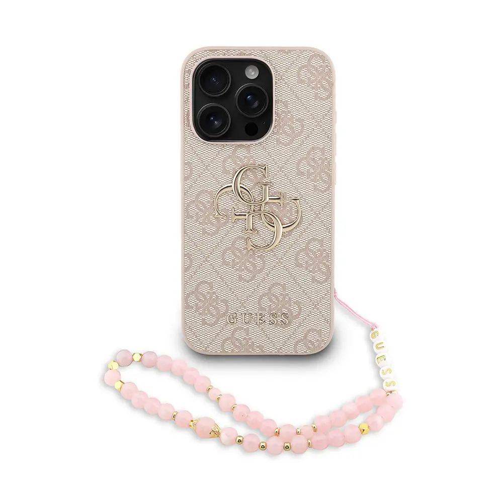 iPhone 15 Pro Lisanslı PU Deri Kılıf, Bilek Askılı - Guess
