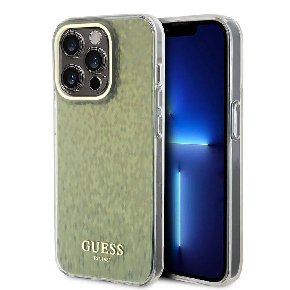 iPhone 15 Pro Guess Lisanslı Mirror Disco Yazı Logolu Kılıf