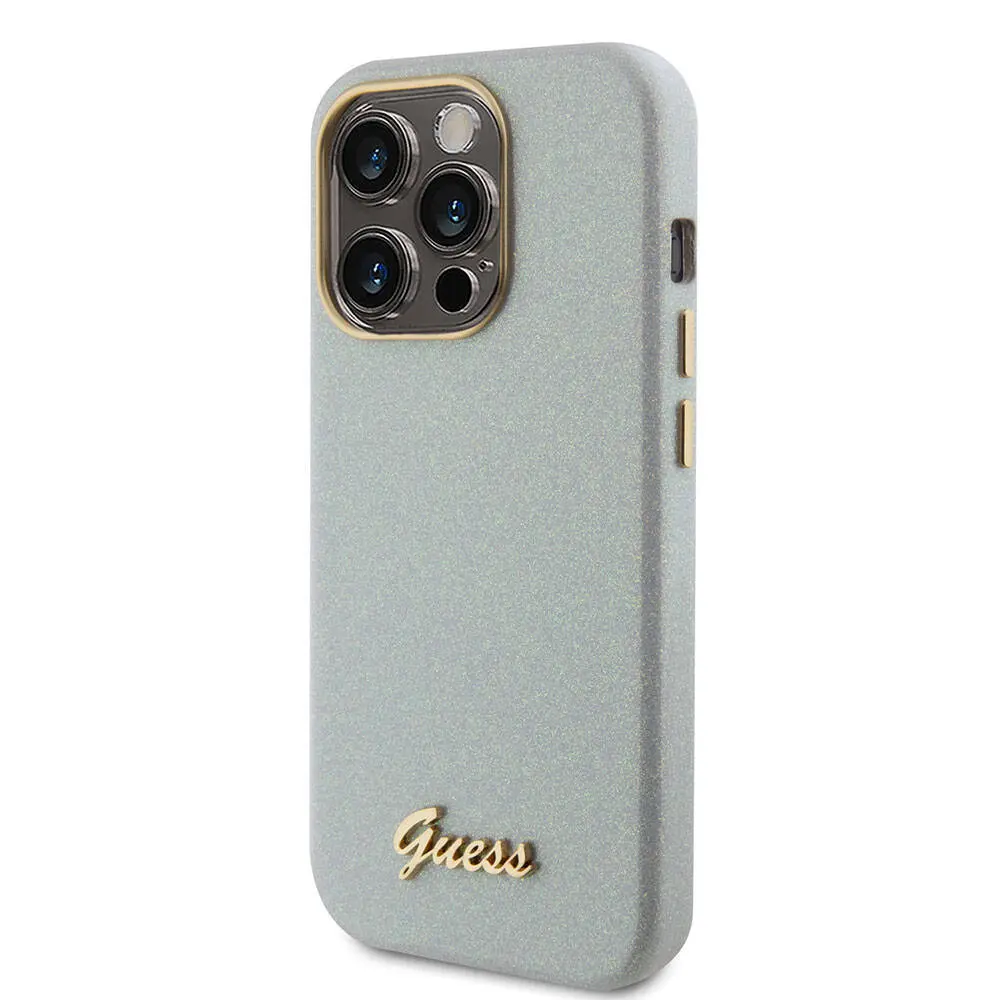 iPhone 15 Pro Kılıf, Lisanslı Guess Glitter Glossy Script Kapak