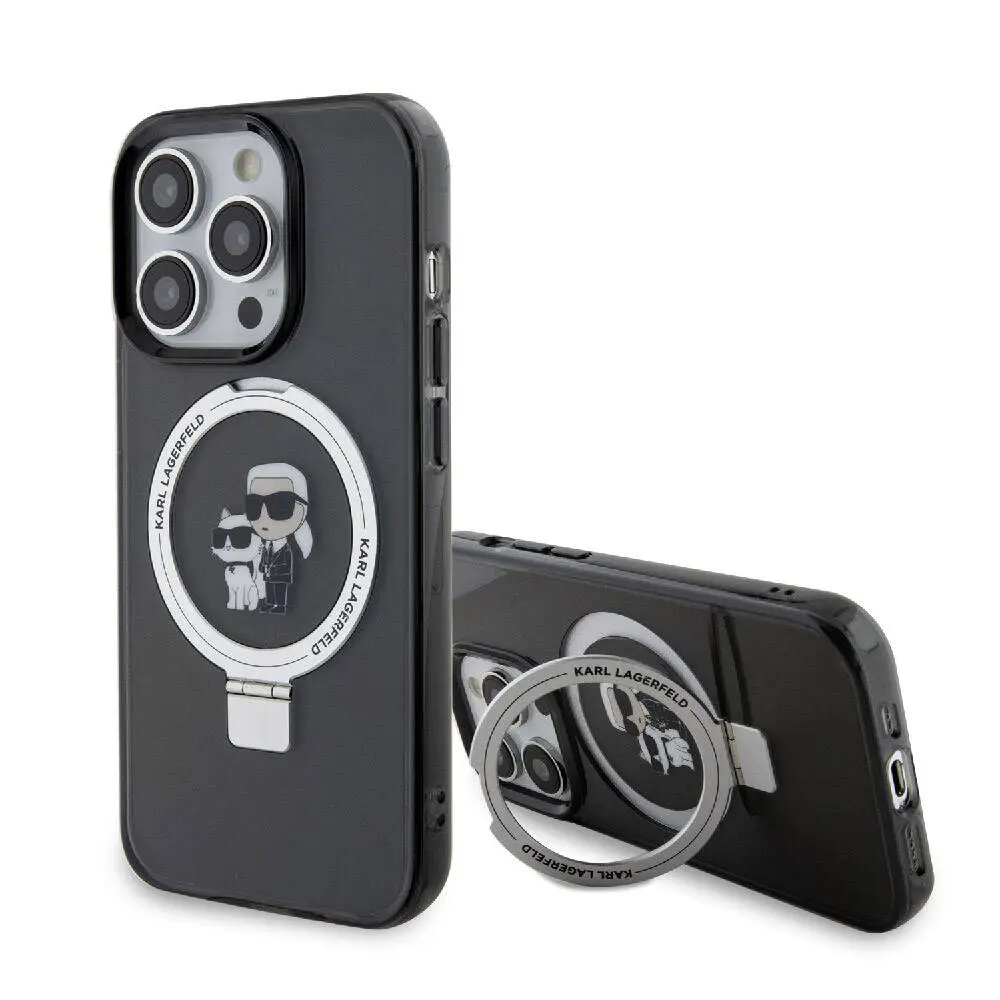 iPhone 15 Pro MagSafe Uyumlu Ring Standlı Kılıf - Karl Lagerfeld K&C İkonik