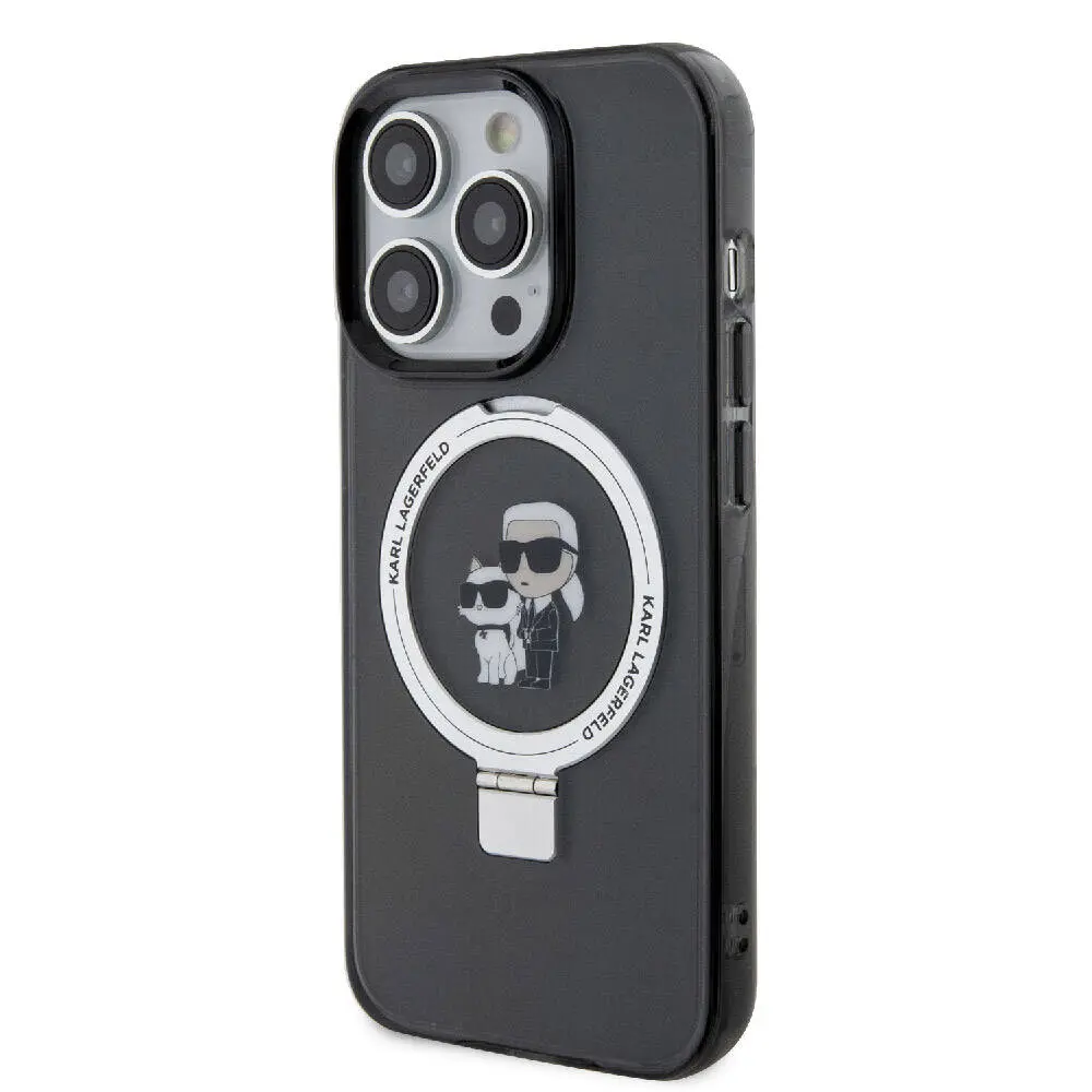 iPhone 15 Pro MagSafe Uyumlu Ring Standlı Kılıf - Karl Lagerfeld K&C İkonik