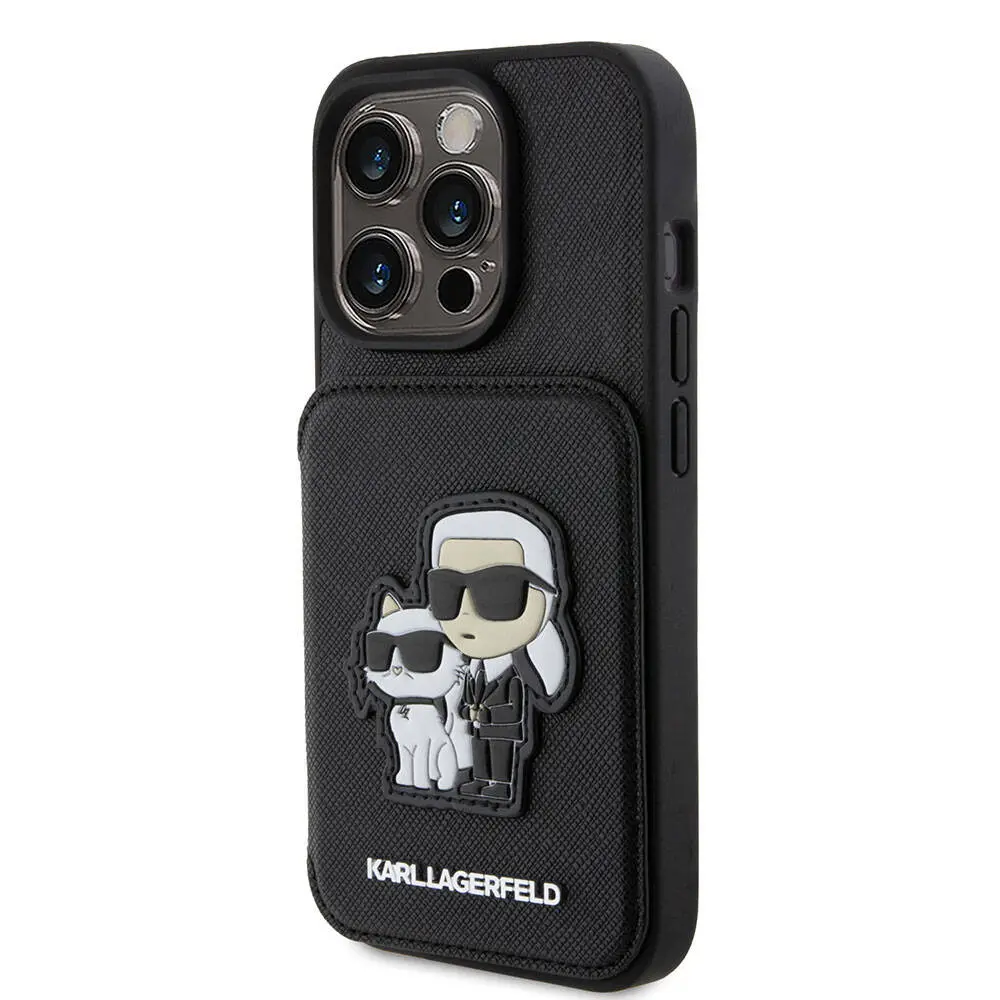 iPhone 15 Pro Standlı Kartlıklı Saffiano Kılıf - Karl Lagerfeld K&C