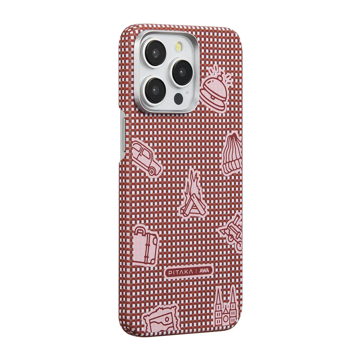 iPhone 15 Pro MagSafe Uyumlu Aramid Fiber Kılıf - Pitaka MagEZ Case 5 Classic Bonfire