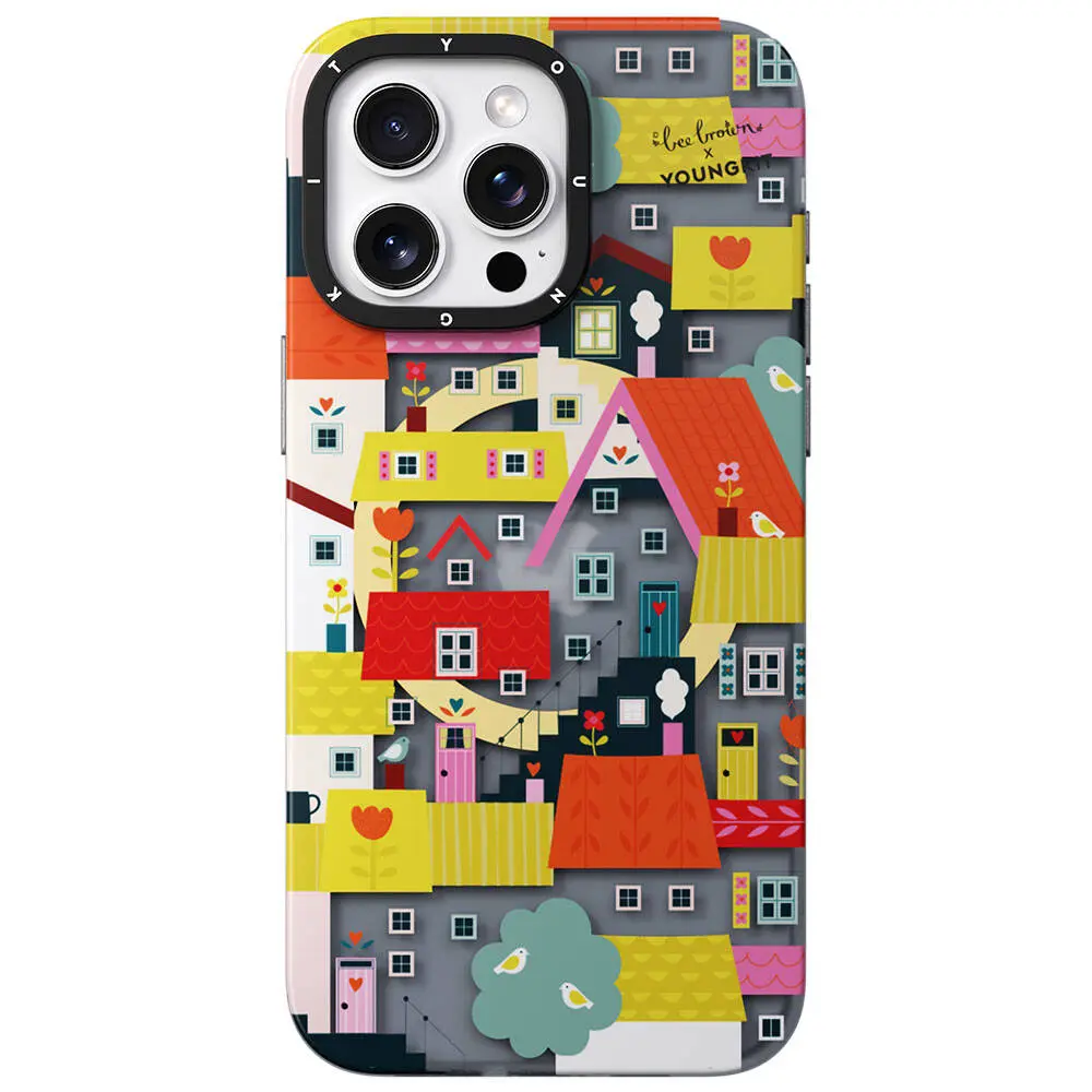 iPhone 15 Pro MagSafe Uyumlu Kılıf - Youngkit Colorful Life Bee Brown