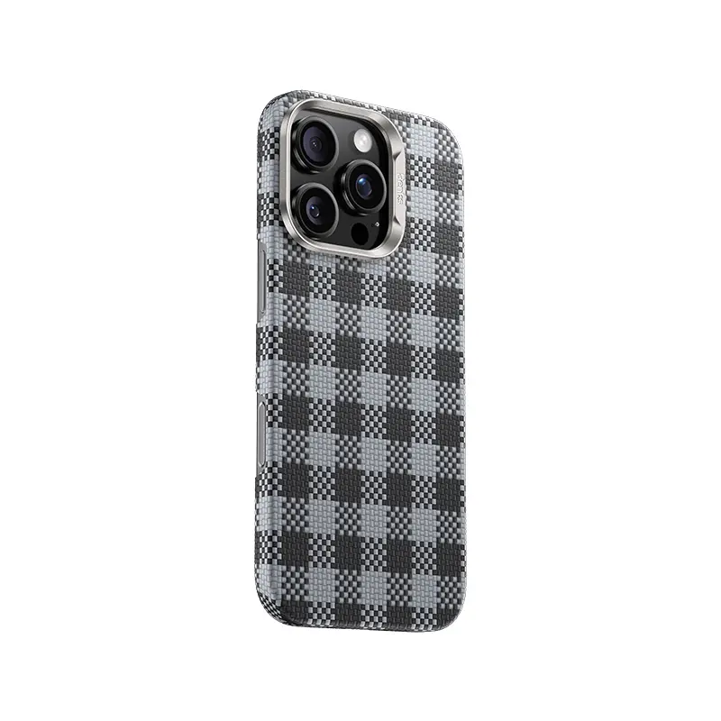 iPhone 15 Pro MagSafe Uyumlu Kevlar Kılıf, Ekose Desenli - Benks ArmorVichy