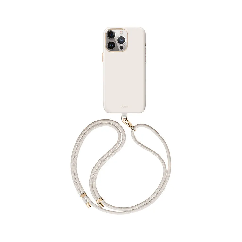 iPhone 15 Pro MagSafe Uyumlu Askı İpli Kılıf - Coehl Creme