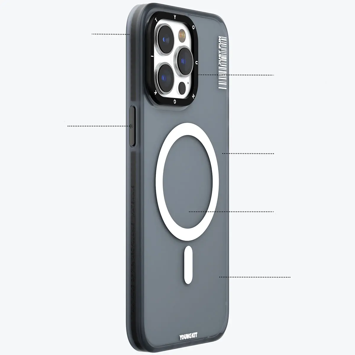 iPhone 15 Pro MagSafe Uyumlu Şeffaf Kılıf - Youngkit Colored Sand