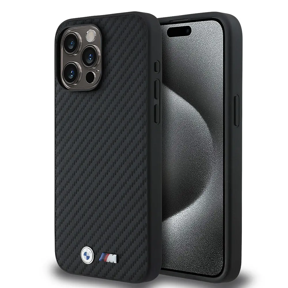 iPhone 15 Pro Max Kılıf, BMW Lisanslı Karbon Fiber Tasarımlı PU Deri Kapak