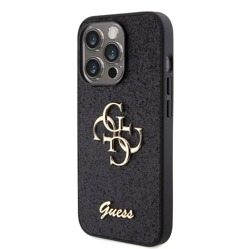 iPhone 15 Pro Max Kılıf, 4G Büyük Metal Logolu Glitter Kapak - Guess