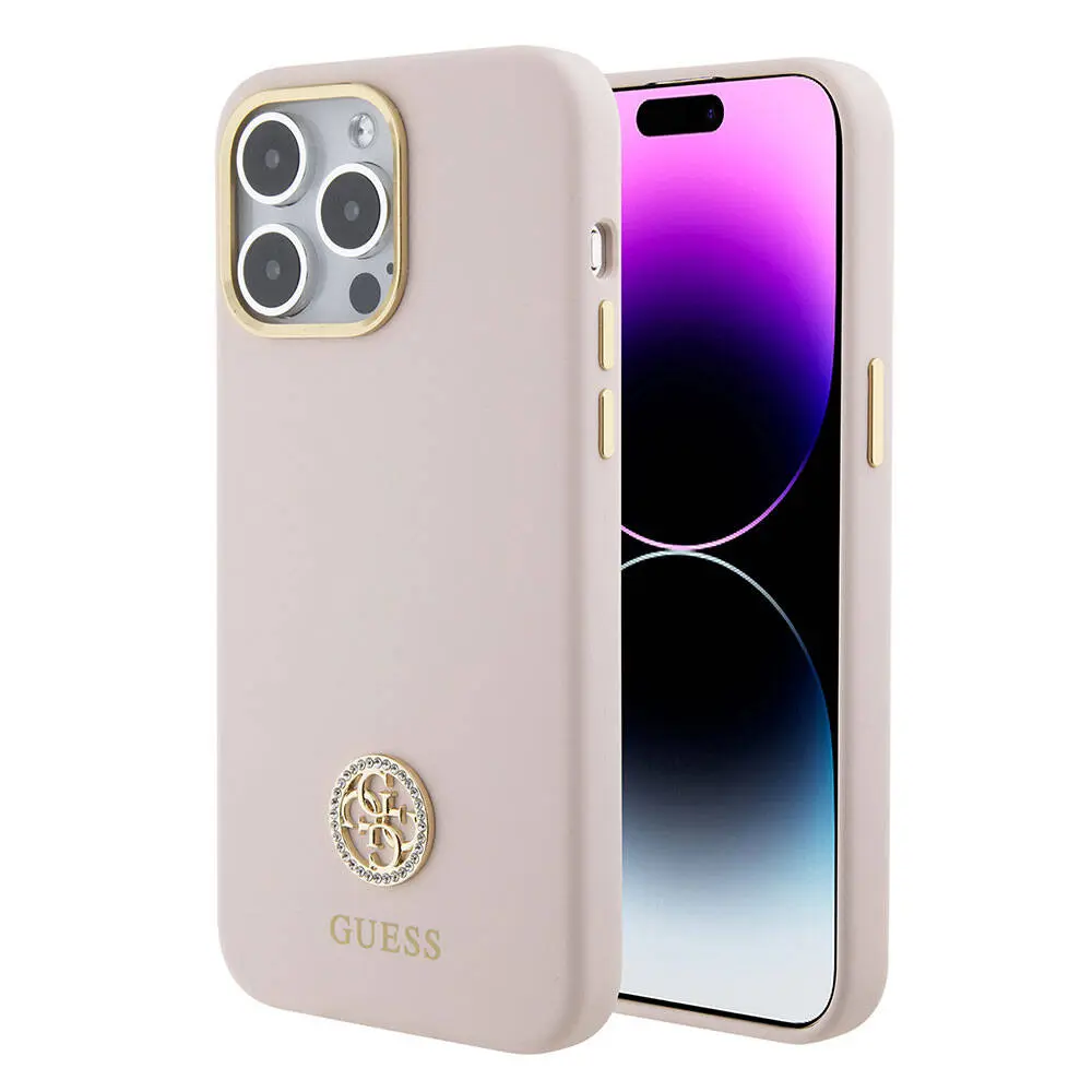 iPhone 15 Pro Max Silikon Kılıf, Metal Kamera Çerçeveli - Guess 4G Logolu