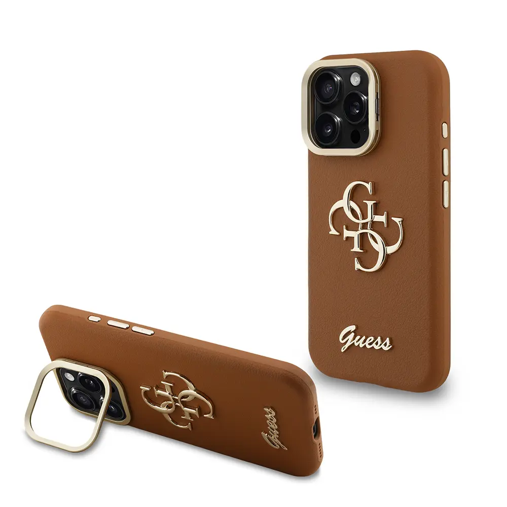 iPhone 15 Pro Max Kamera Standlı Kılıf - Guess Grained Logolu
