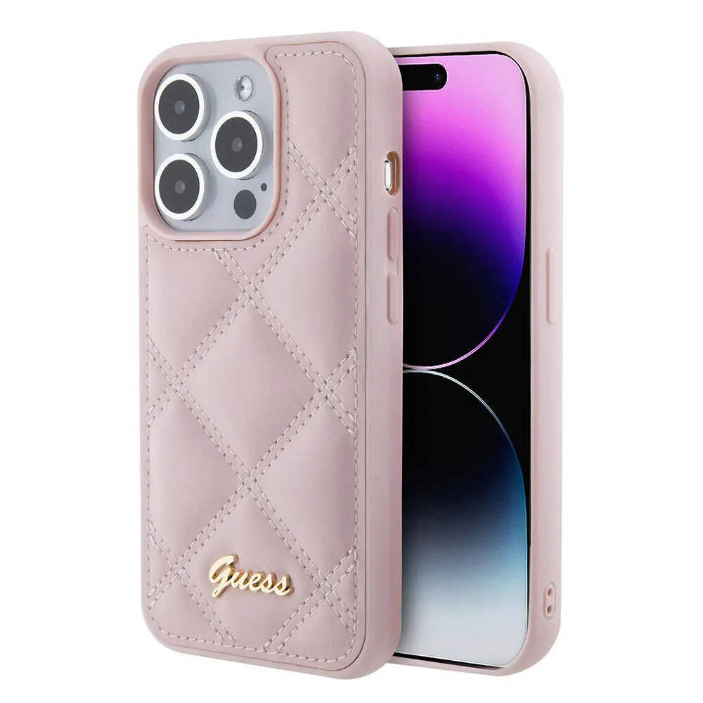 iPhone 15 Pro Max Kılıf, Lisanslı PU Deri Kapitone Kapak - Guess