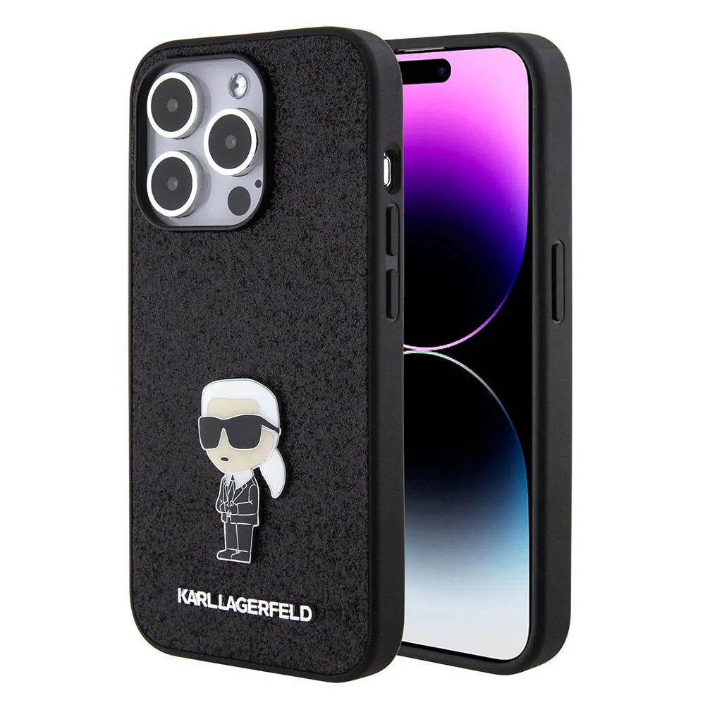 iPhone 15 Pro Max Kılıf, Fixed Glitter Metal Logo - Karl Lagerfeld