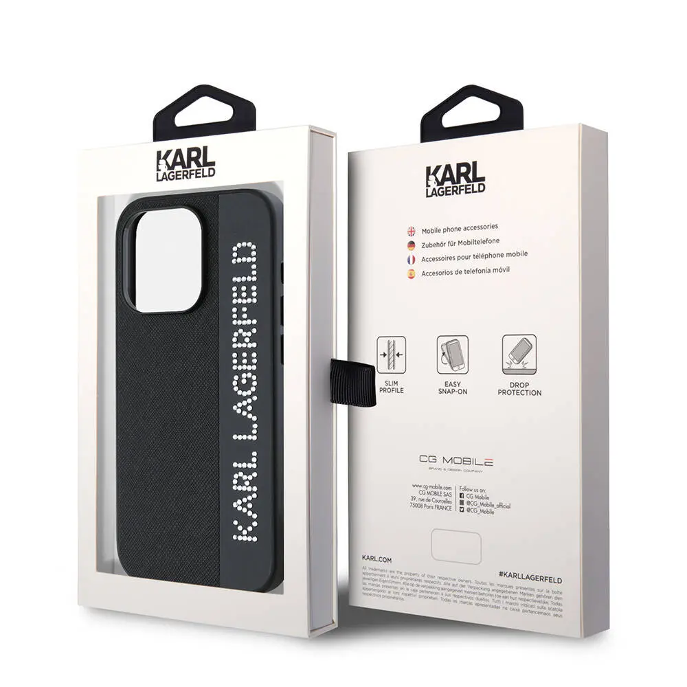 iPhone 15 Pro Max Uyumlu Taşlı Saffiano Kılıf - Karl Lagerfeld KL