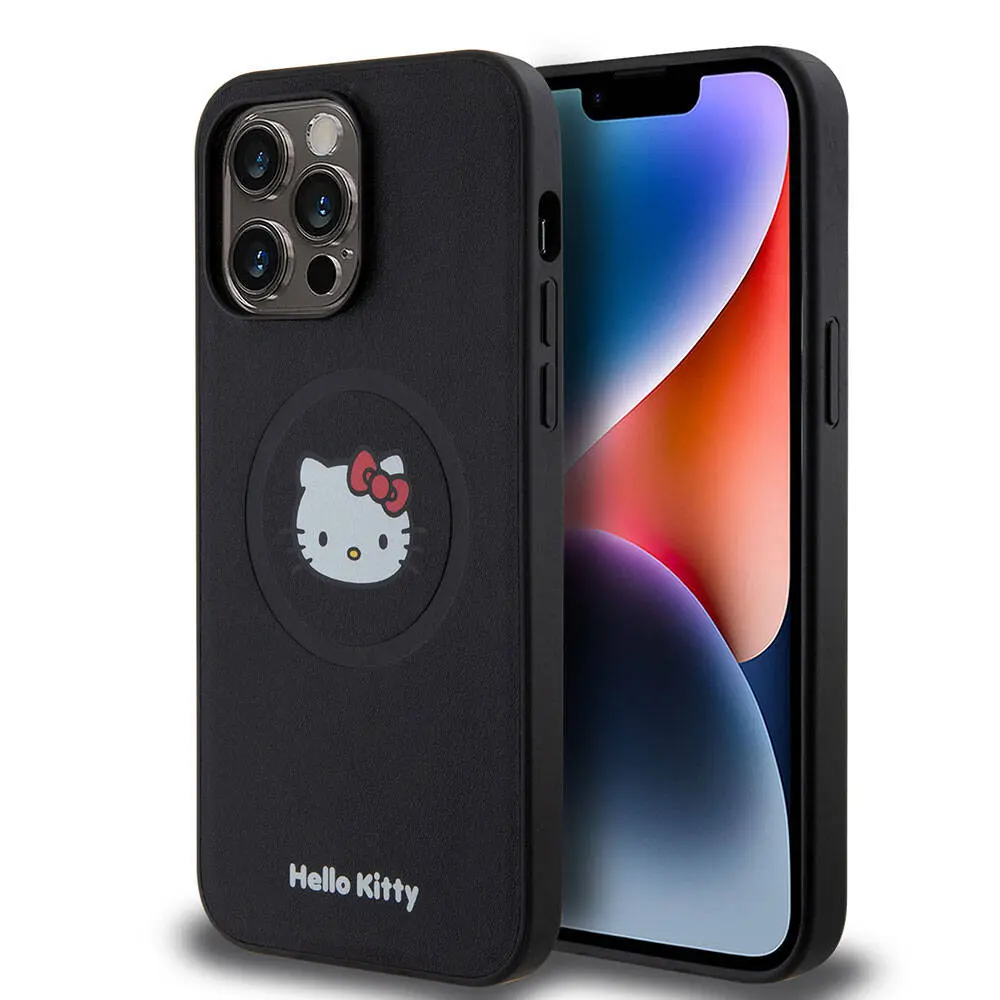 iPhone 15 Pro Max MagSafe Uyumlu Deri Kılıf - Hello Kitty Kitty Head
