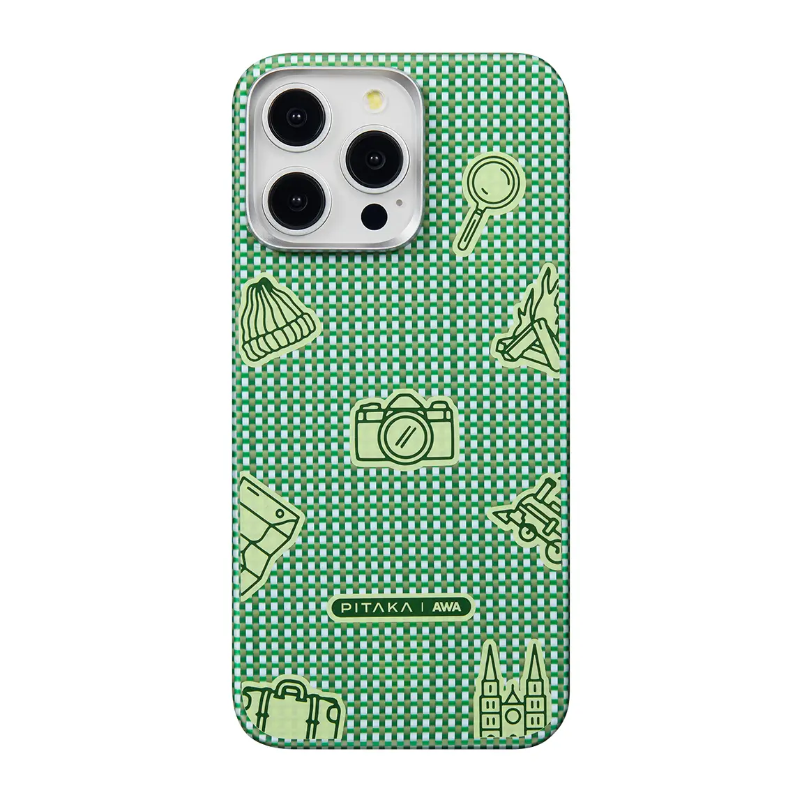 iPhone 15 Pro Max MagSafe Uyumlu Aramid Fiber Kılıf - Pitaka Ultra-Slim Classic Forest