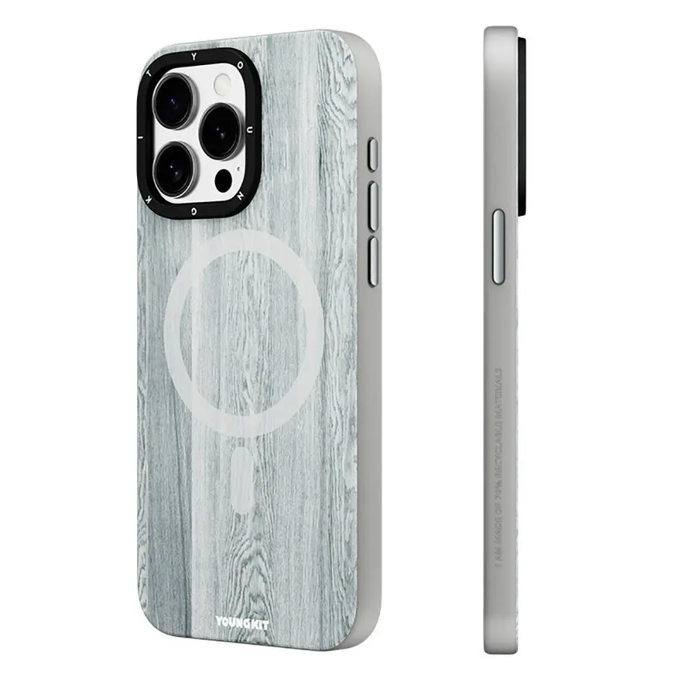 iPhone 15 Pro Max MagSafe Uyumlu Sararmaya Dayanıklı Kılıf - Youngkit Wood Forest