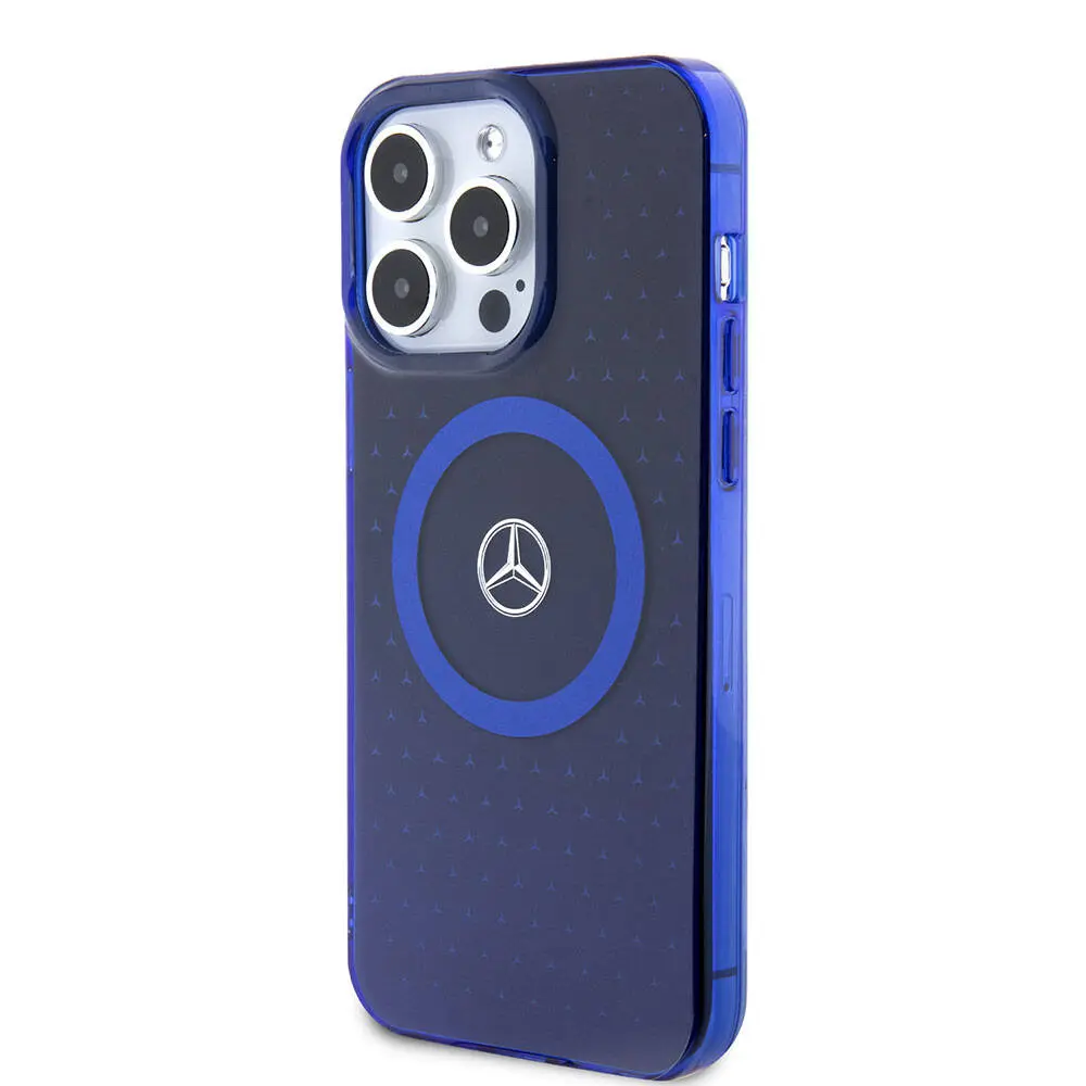 iPhone 15 Pro Max MagSafe Uyumlu Çift Katmanlı Kılıf - Mercedes Benz Mavi Yıldız