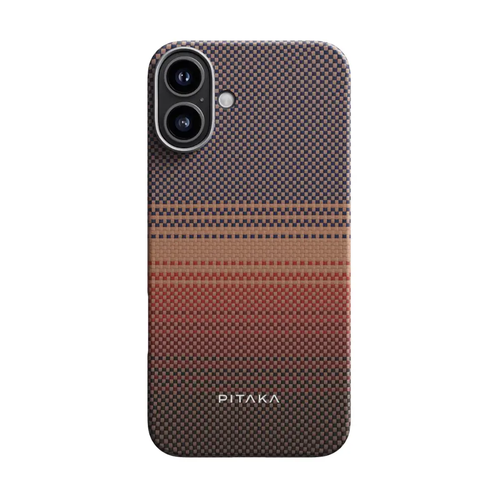 iPhone 16 MagSafe Uyumlu Aramid Fiber Kılıf - Pitaka Tactile Woven Sunset