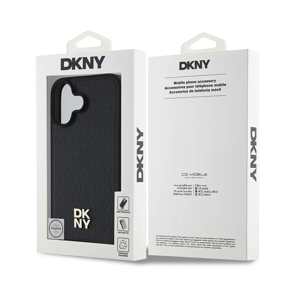 iPhone 16 MagSafe Uyumlu 3D Desenli Kılıf - DKNY Repeat Pattern