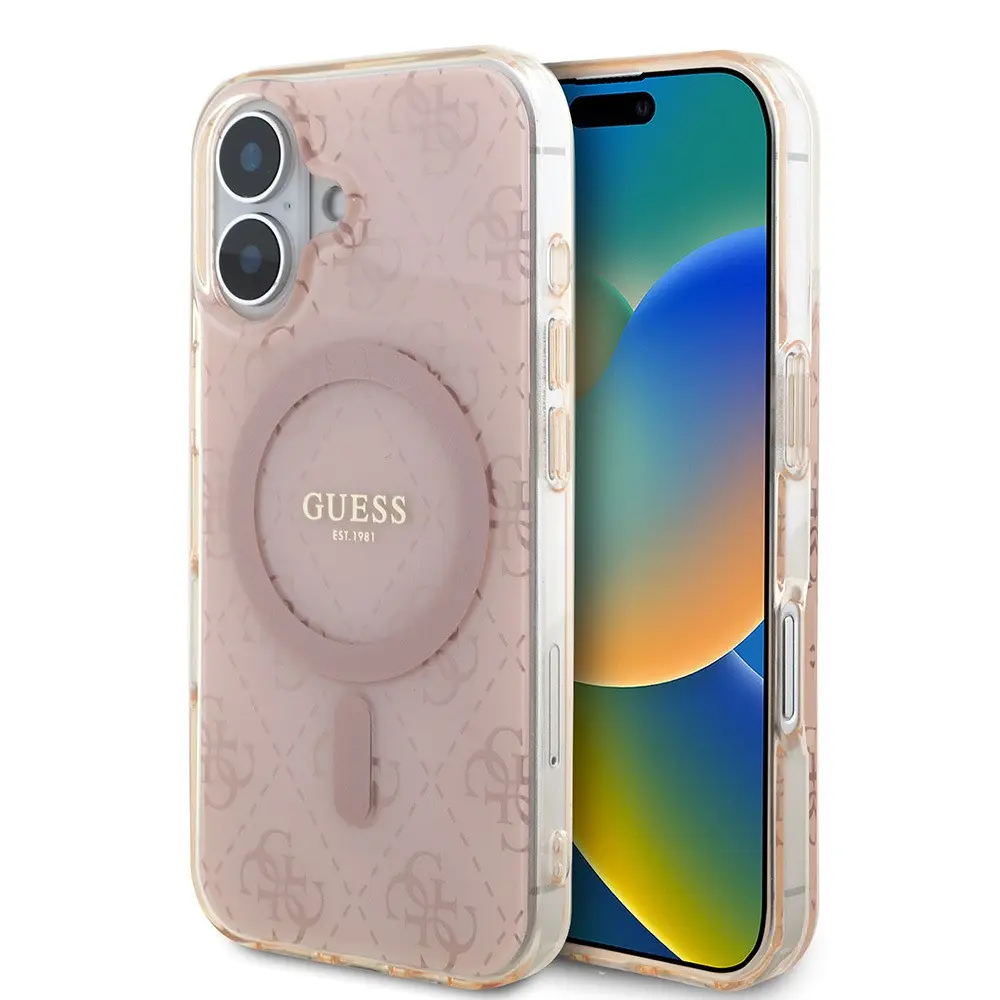 iPhone 16 MagSafe Uyumlu IML Baskılı Kılıf - Guess 4G Klasik Logolu