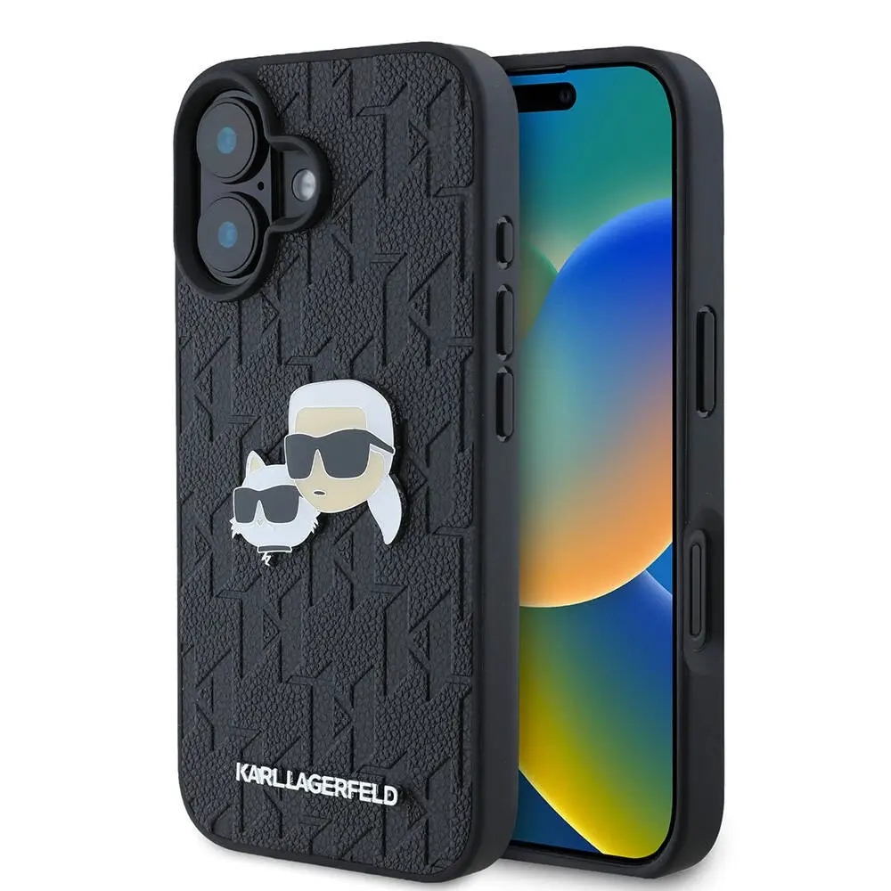 iPhone 16 Kılıf, Lisanslı K&C Heads Monogram Pin Kapak - Karl Lagerfeld