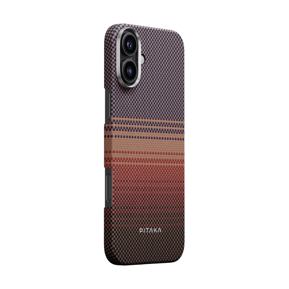 iPhone 16 Plus MagSafe Uyumlu Aramid Fiber Kılıf - Pitaka Tactile Woven Sunset