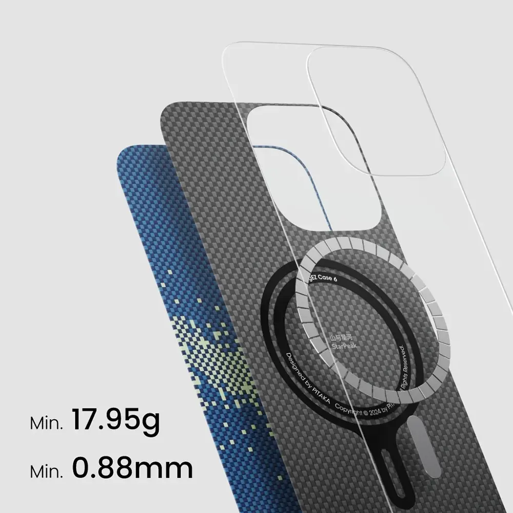 iPhone 16 Plus MagSafe Uyumlu Aramid Fiber Kılıf - Pitaka Tactile Woven Starpeak