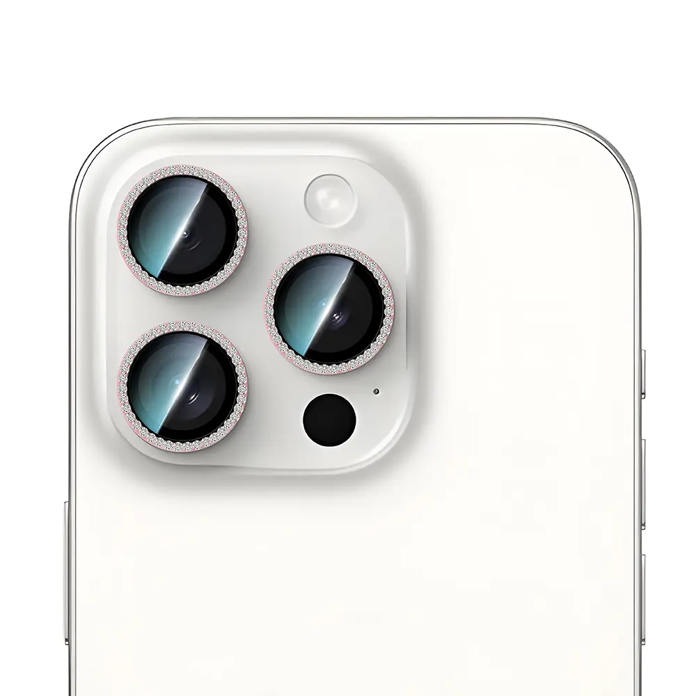iPhone 16 Pro Taşlı Kamera Lens Koruyucu - CaseWorld Alloy Sparkling Diamond