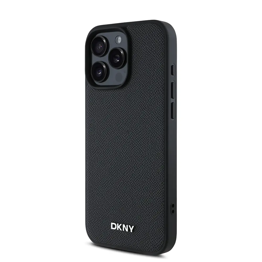 iPhone 16 Pro MagSafe Uyumlu PU Deri Kılıf - DKNY Metal Logolu