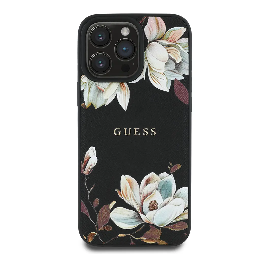 iPhone 16 Pro MagSafe Uyumlu Taneli Çiçek Tasarımlı Kılıf - Guess