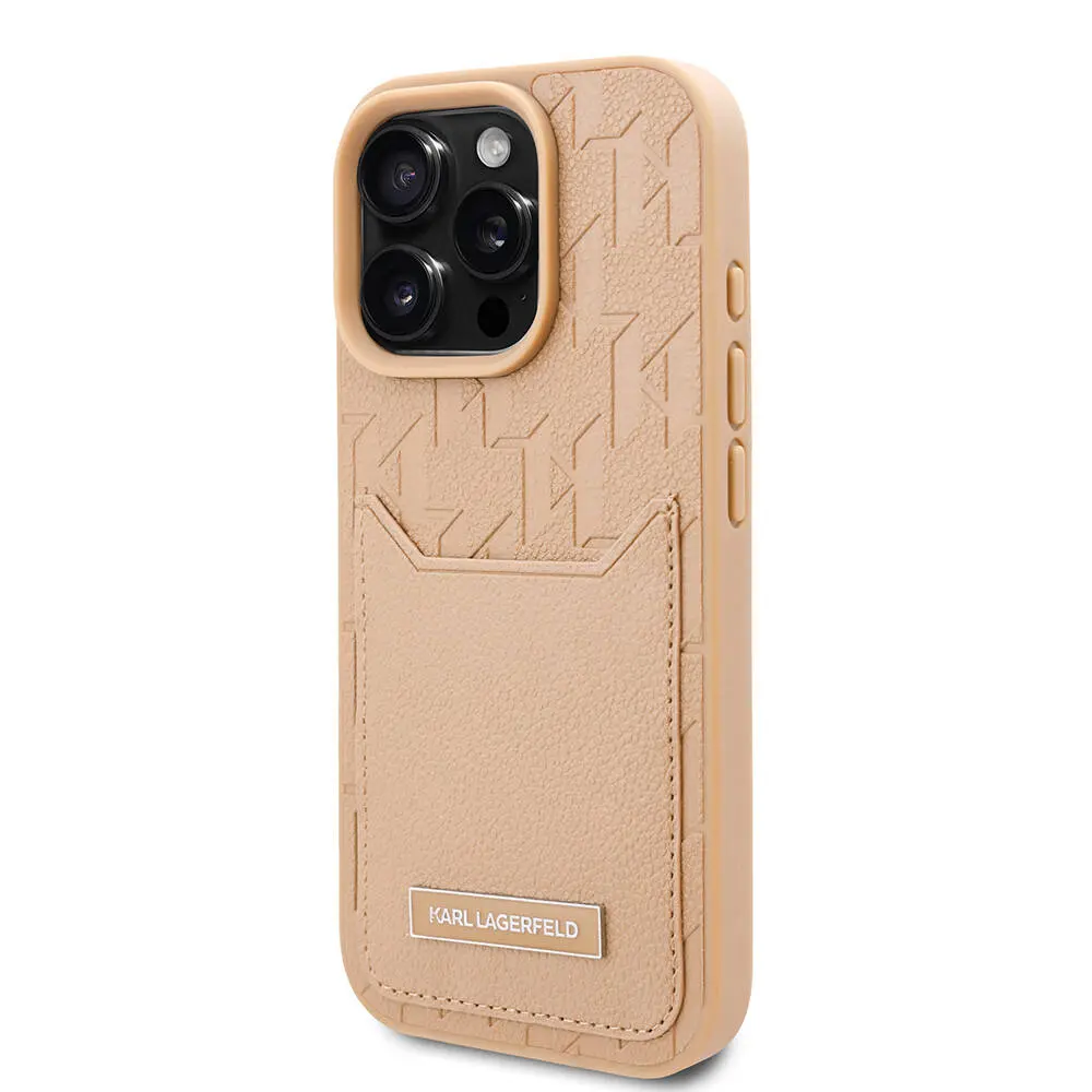iPhone 16 Pro Kartlıklı Monogram Kılıf - Karl Lagerfeld KL Desenli