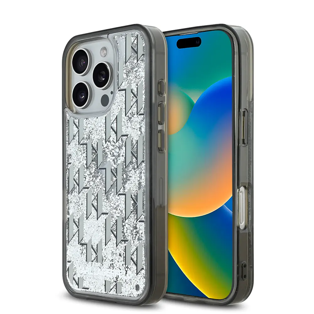 iPhone 16 Pro Kılıf, Simli KL Yazılı Monogram Gradient - Karl Lagerfeld