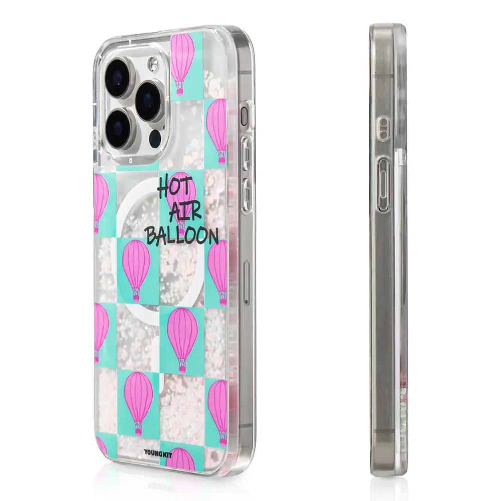 iPhone 16 Pro MagSafe Uyumlu Kumlu Sıvılı Kılıf - Youngkit Pink Dream Quicksand
