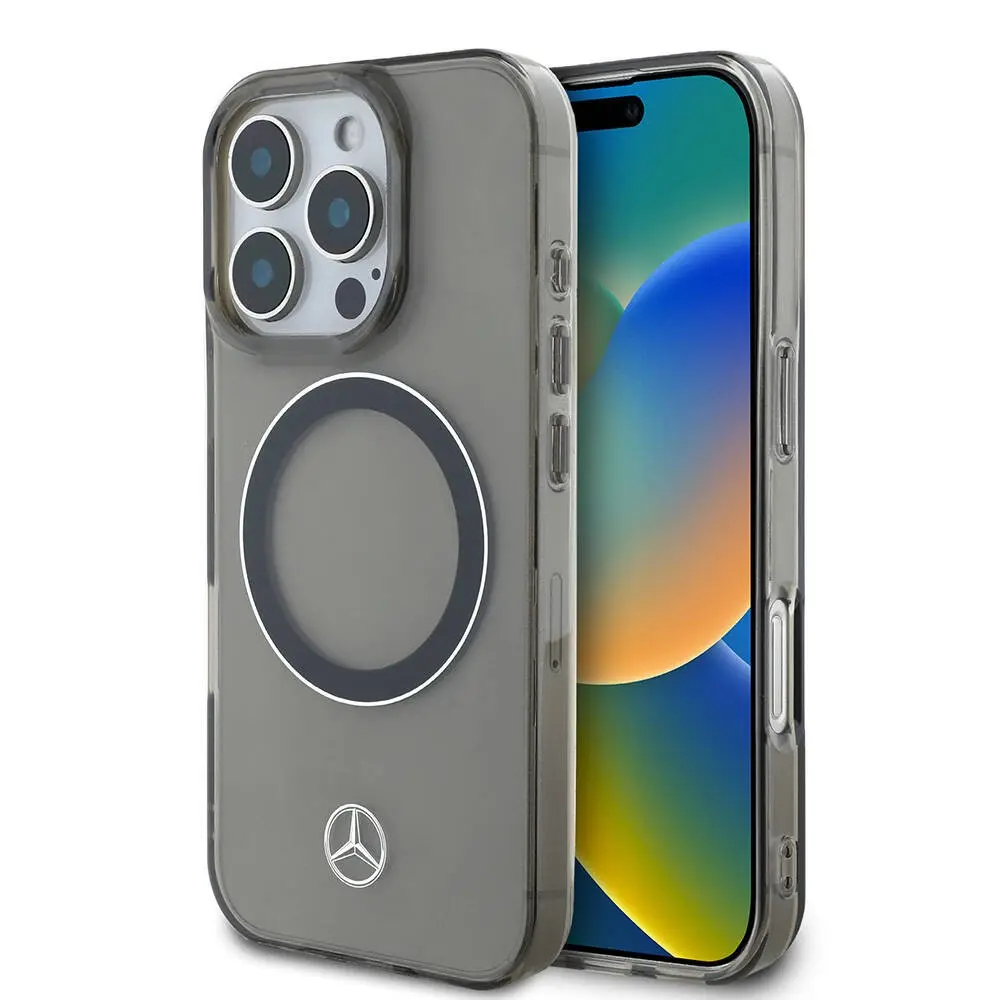 iPhone 16 Pro MagSafe Uyumlu Şeffaf Kılıf - Mercedes Benz Silver Ring