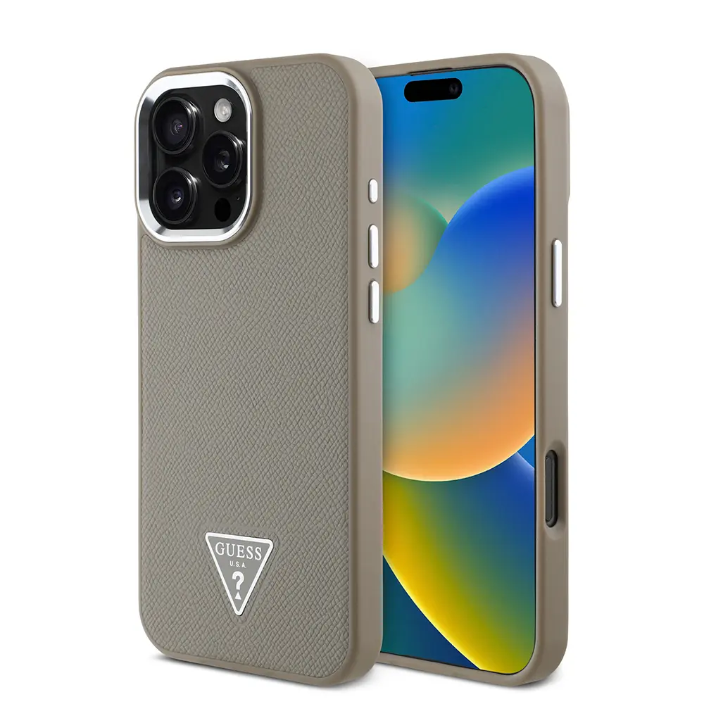 iPhone 16 Pro Max MagSafe Uyumlu Kılıf - Guess Grained Triangle