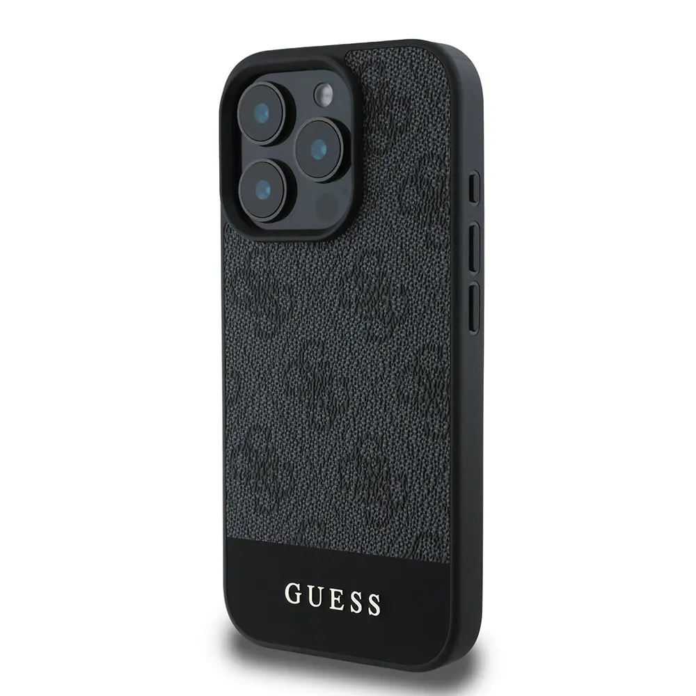 iPhone 16 Pro Max PU Deri Şerit Logo Kılıf - Guess