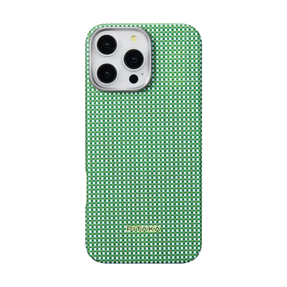 iPhone 16 Pro Max MagSafe Uyumlu Aramid Fiber Kılıf - Pitaka Ultra-Slim Classic Forest Green