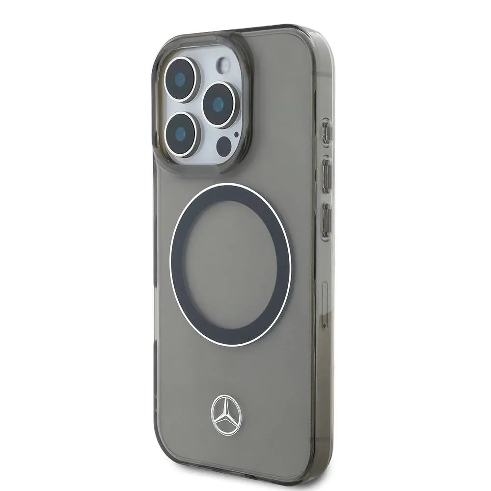 iPhone 16 Pro Max MagSafe Uyumlu Şeffaf Kılıf - Mercedes Benz Silver Ring
