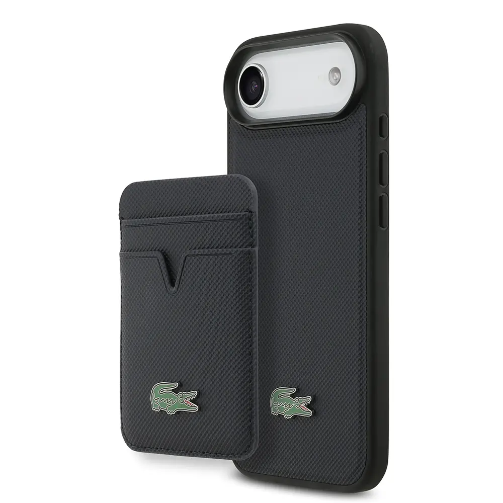 iPhone 17 Air MagSafe Uyumlu Kartlıklı Kılıf - Lacoste PU Pike Desenli